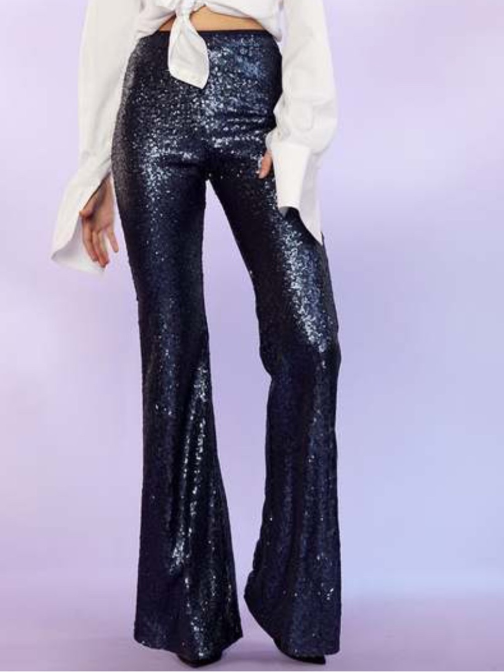 NWT Cynthia Rowley The Sequin Flare Pant in Navy. Women’s Size 10